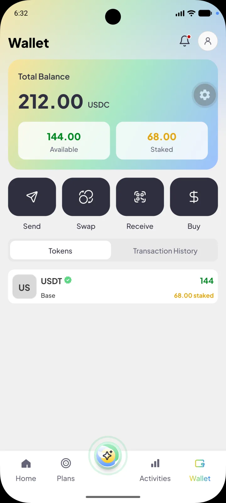 Momentum wallet screen